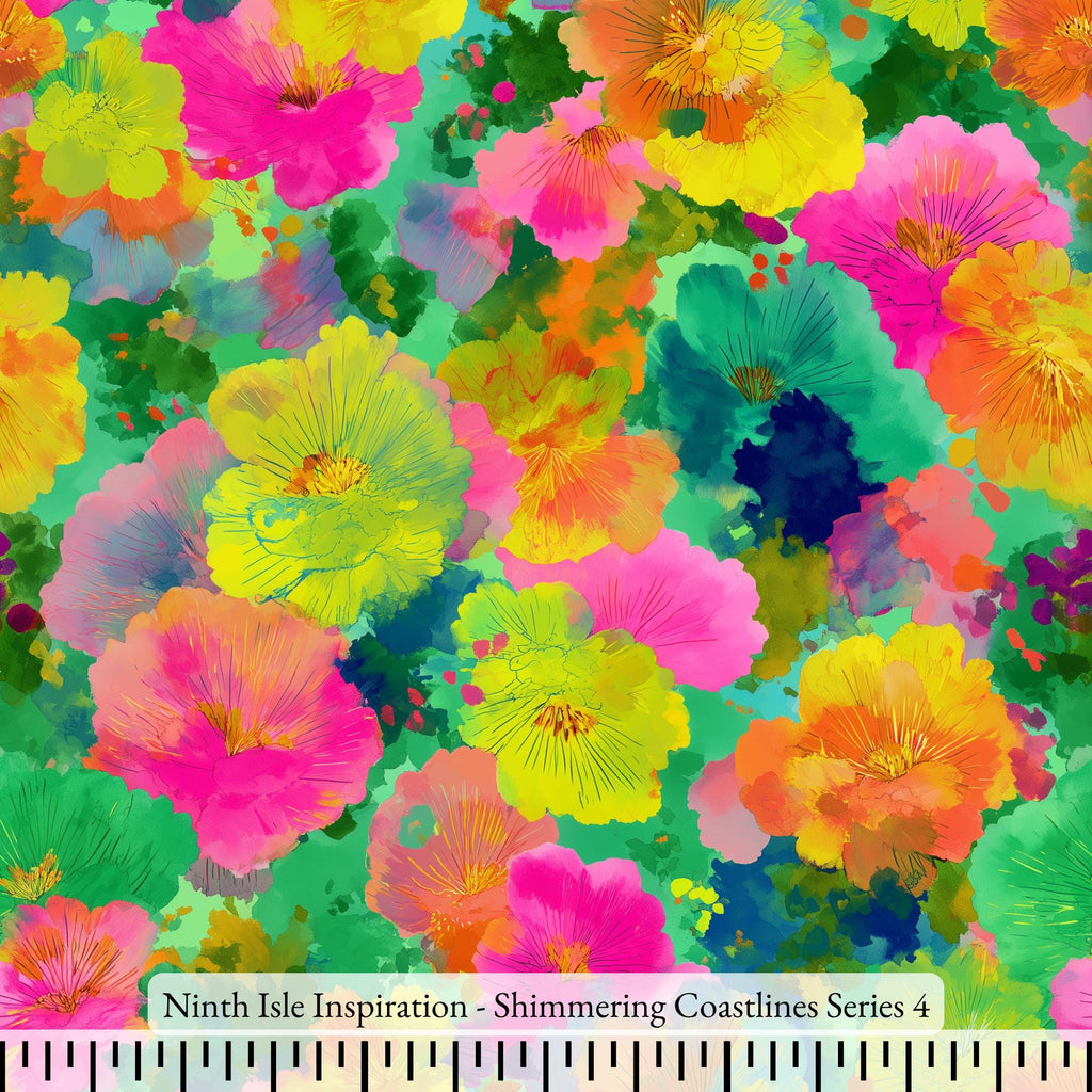 Shimmering Coastlines Rayon Fabric by the Yard