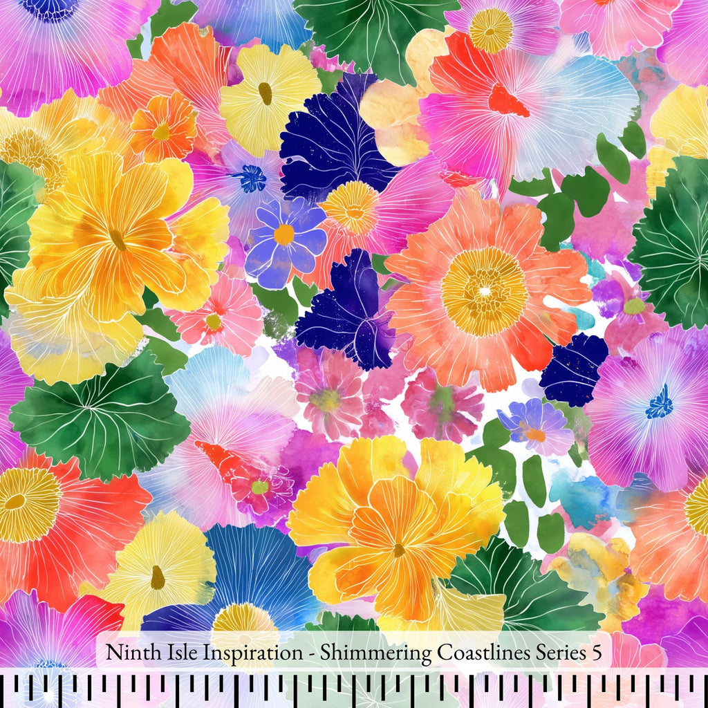 Shimmering Coastlines Rayon Fabric by the Yard