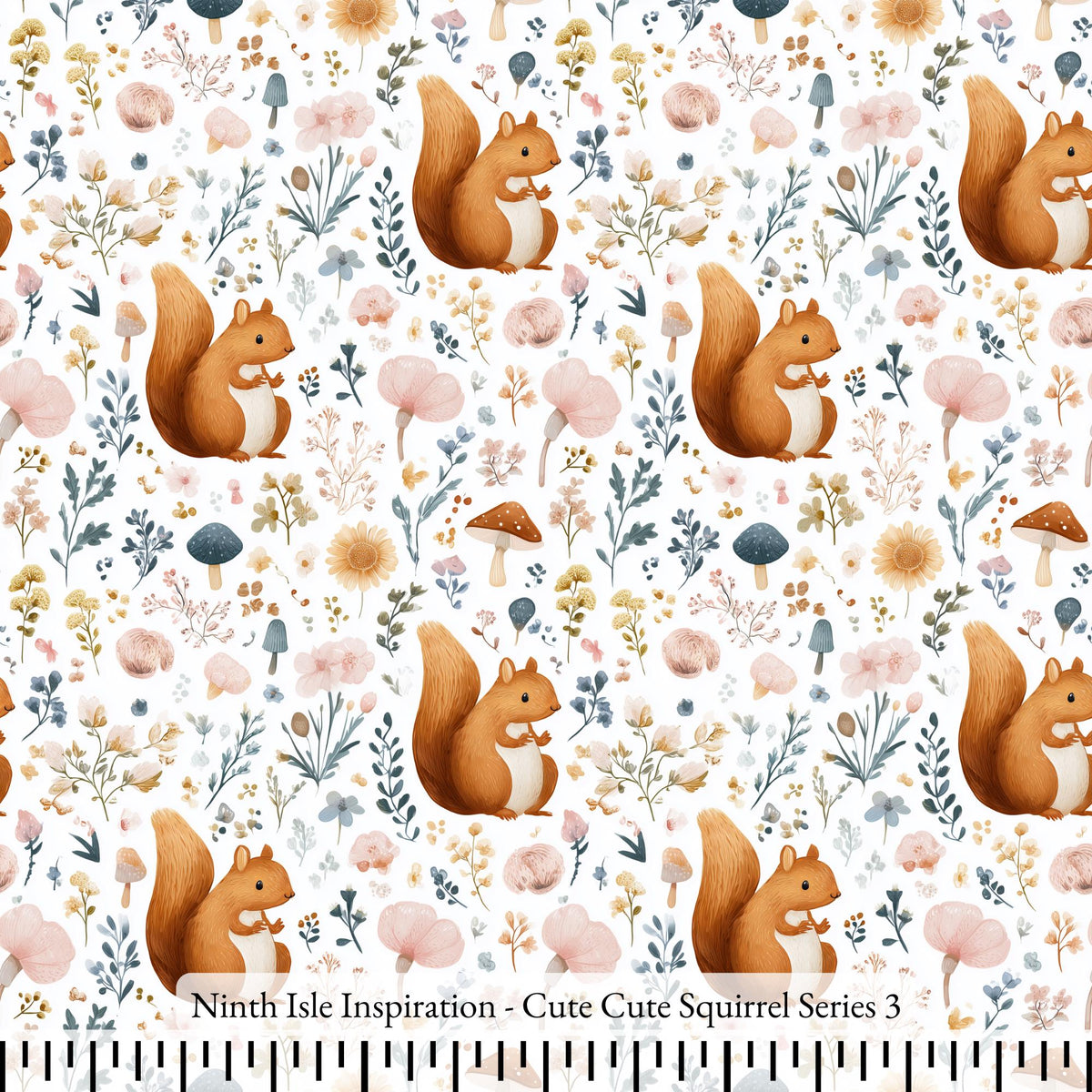 Print in Hawaii, Cute Cute Squirrel Cotton Fabric by the Yard - NinthI ...
