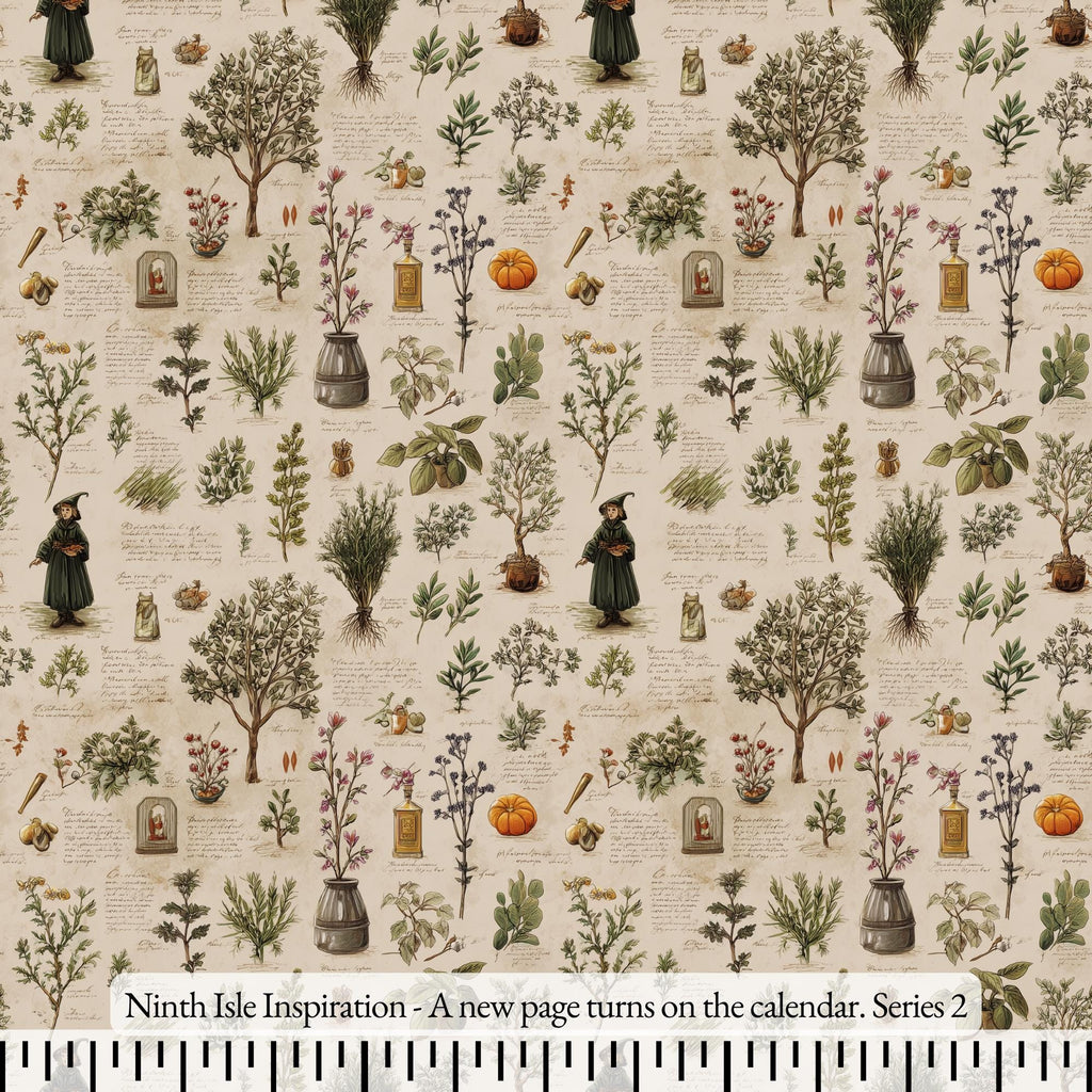 A new page turns on the calendar Cotton Fabric by the Yard - NinthIsle Inspiration Exclusive Elegant Art Bulk Order Available