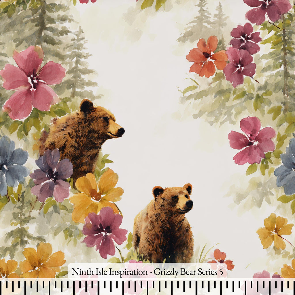 NIInspiration Print in HI, Grizzly Bear Rayon Fabric by the Yard - Bulk & Wholesale Available