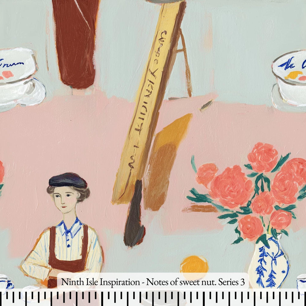 NIInspiration Print in HI by demand, Notes of sweet nuts. Rayon Fabric by the Yard - Bulk & Wholesale Available