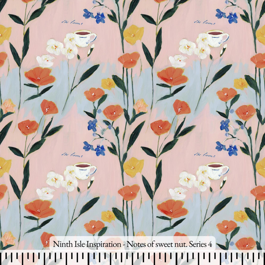 NIInspiration Print in HI by demand, Notes of sweet nuts. Rayon Fabric by the Yard - Bulk & Wholesale Available