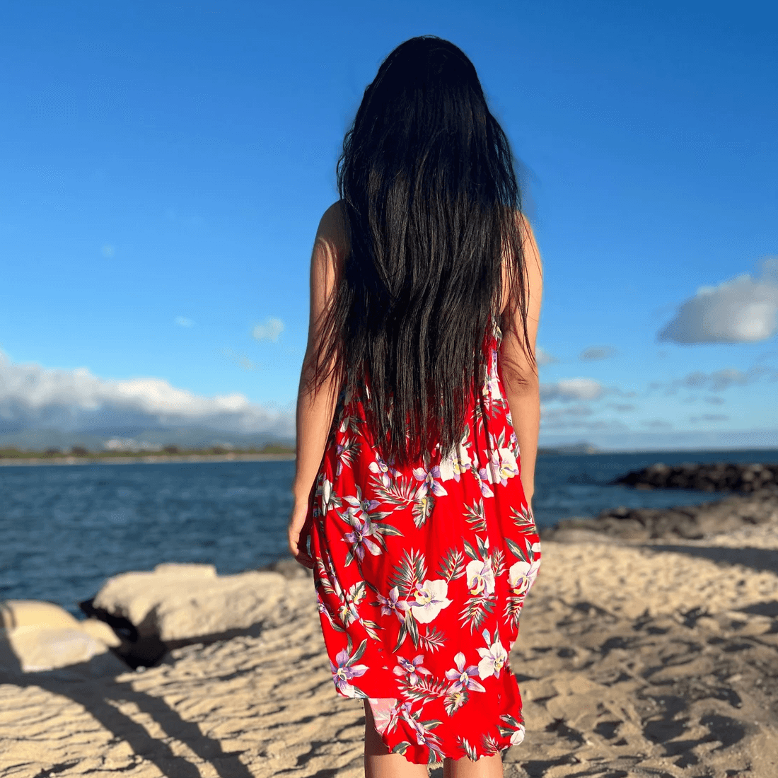 New Orchid Halter Dress, Made in Hawaii Black / M New Orchid Halter Dress, Made in Hawaii Black / M