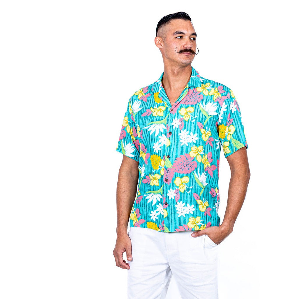 New Bird of Paradise Men's Aloha Shirt, Made in Hawaii Pink / 5XL