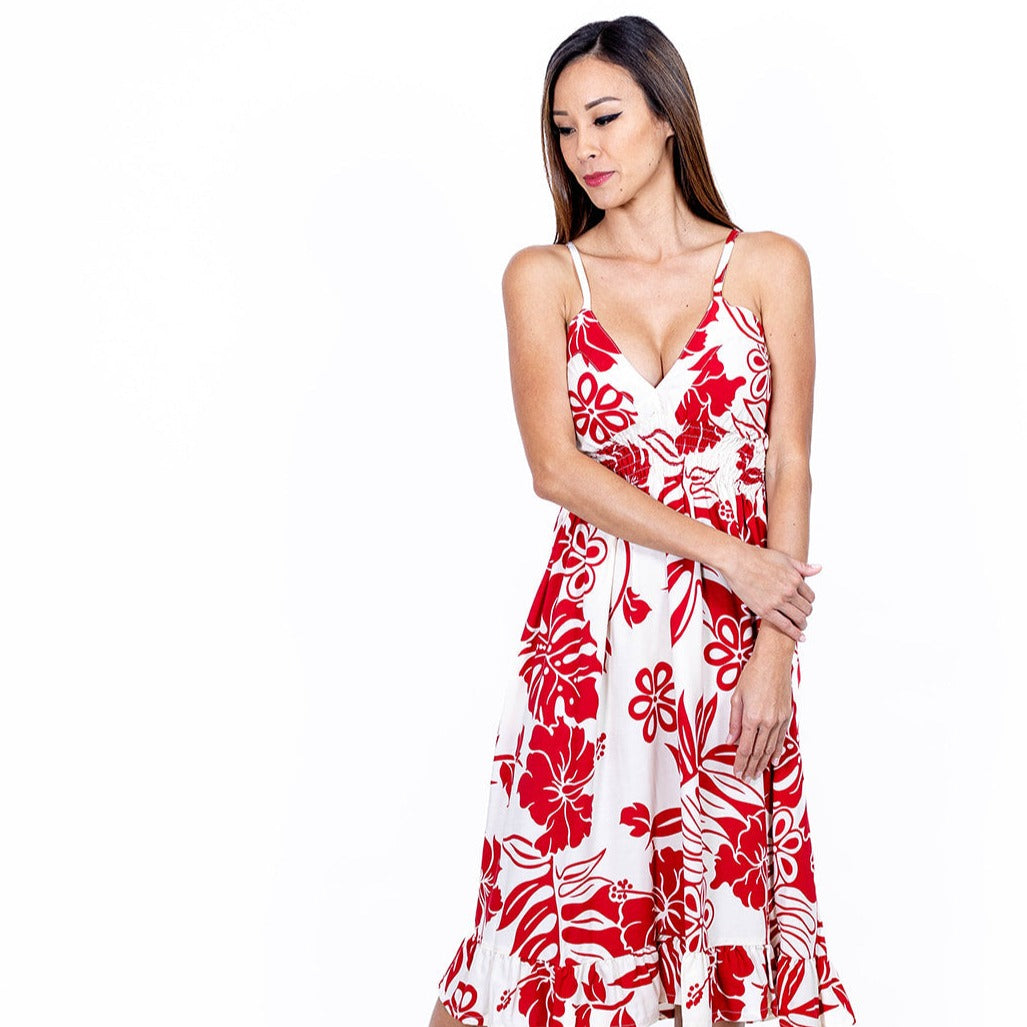 Big Hibiscus V-Neck Dress, Made in Hawaii – Ninth Isle