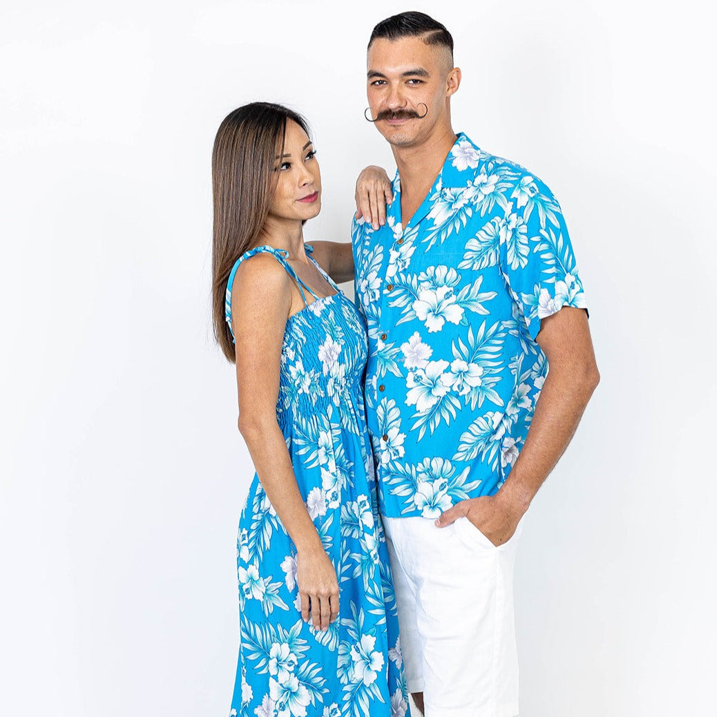 goodtimes Hawaii ハワイアンドレス Bamboo Paradise Long Cocktail Navy Hawaiian Dress – Shaka Time Hawaii