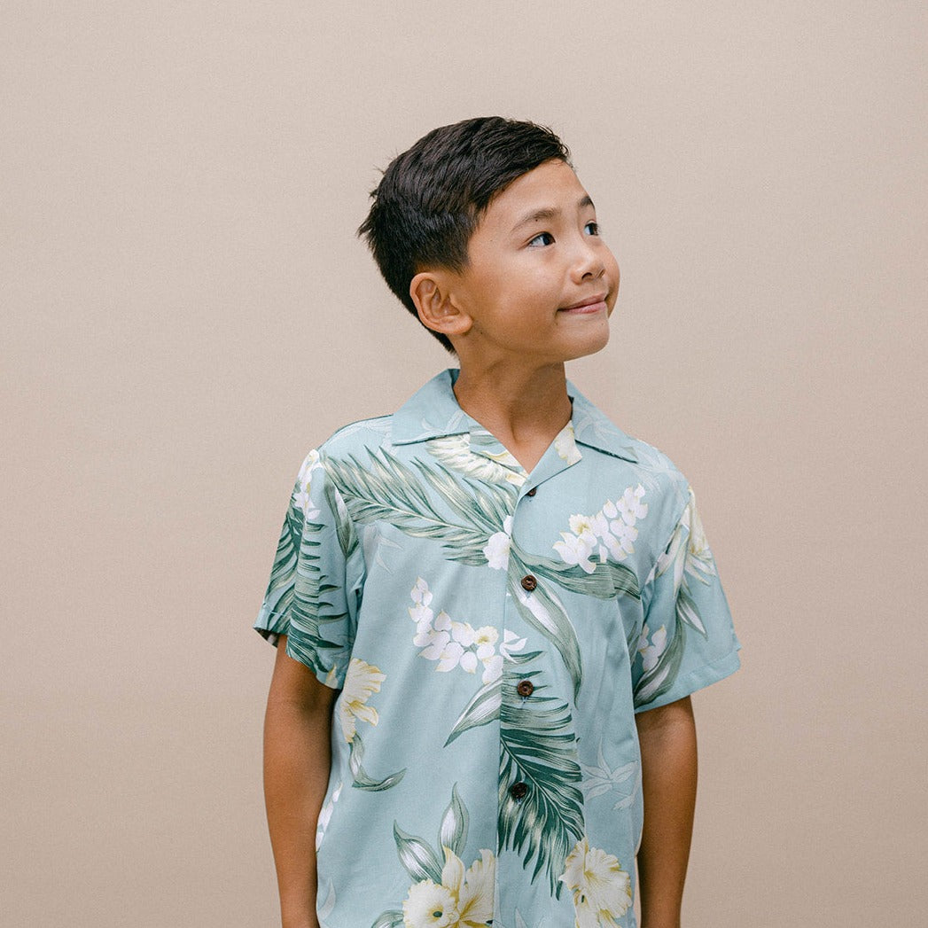 Bamboo Ginger Boy's Aloha Shirt and Shorts Set, Made in Hawaii