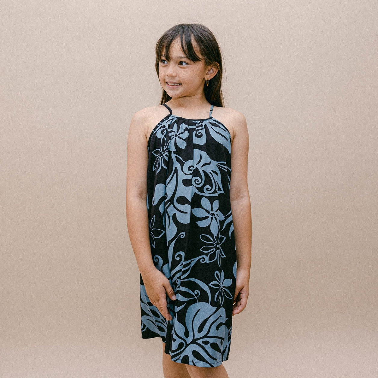 Monstera Abstract Girl's Halter Dress, Made in Hawaii Ninth Isle Monstera Abstract Girl's Halter Dress, Made in Hawaii Ninth Isle