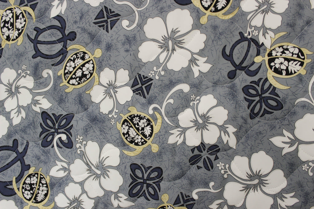 Aloha Honu Gray Quilted Fabric by the yard