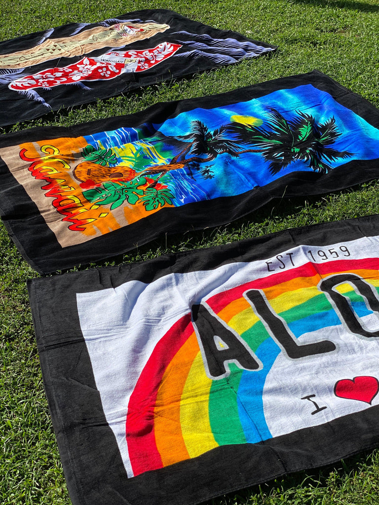 Aloha License Plate Beach Towel, 2 Sizes - Ninth Isle, Made with Aloha
