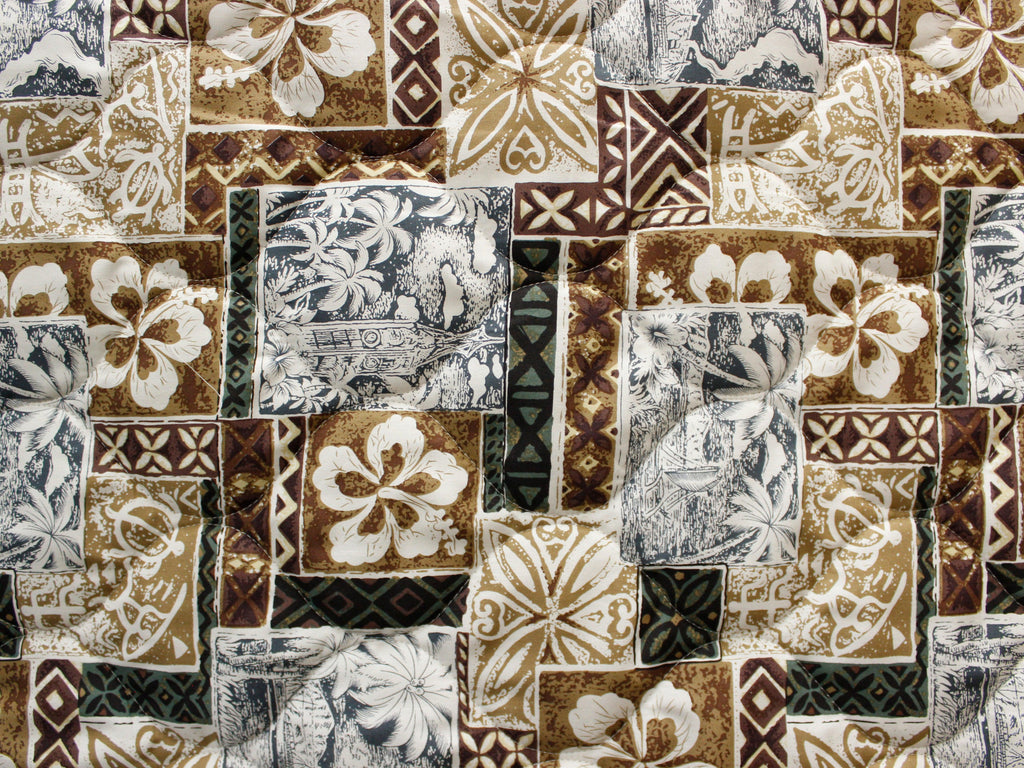 Aloha Tower Brown - Quilted Fabric - 52" Wide - 100% Cotton - Ninth Isle, Made with Aloha