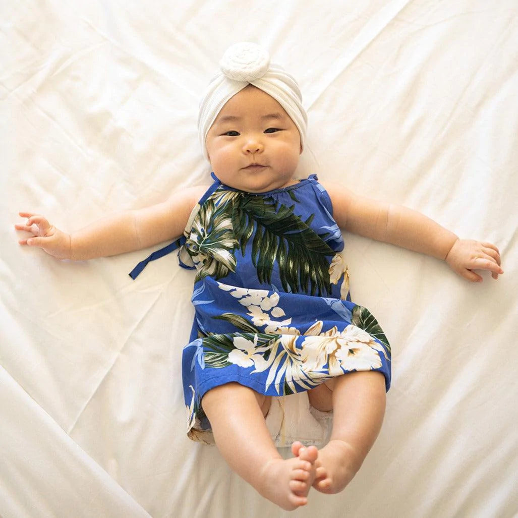 Bamboo Ginger Girl's Halter Dress, Made in Hawaii Blue / 8