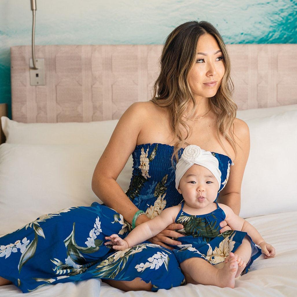 blue ginger dresses hawaii BLUE GINGER LIGHT BLUE DRESS W/ WHITE HAWAIIAN DESIGNS- SIZE S