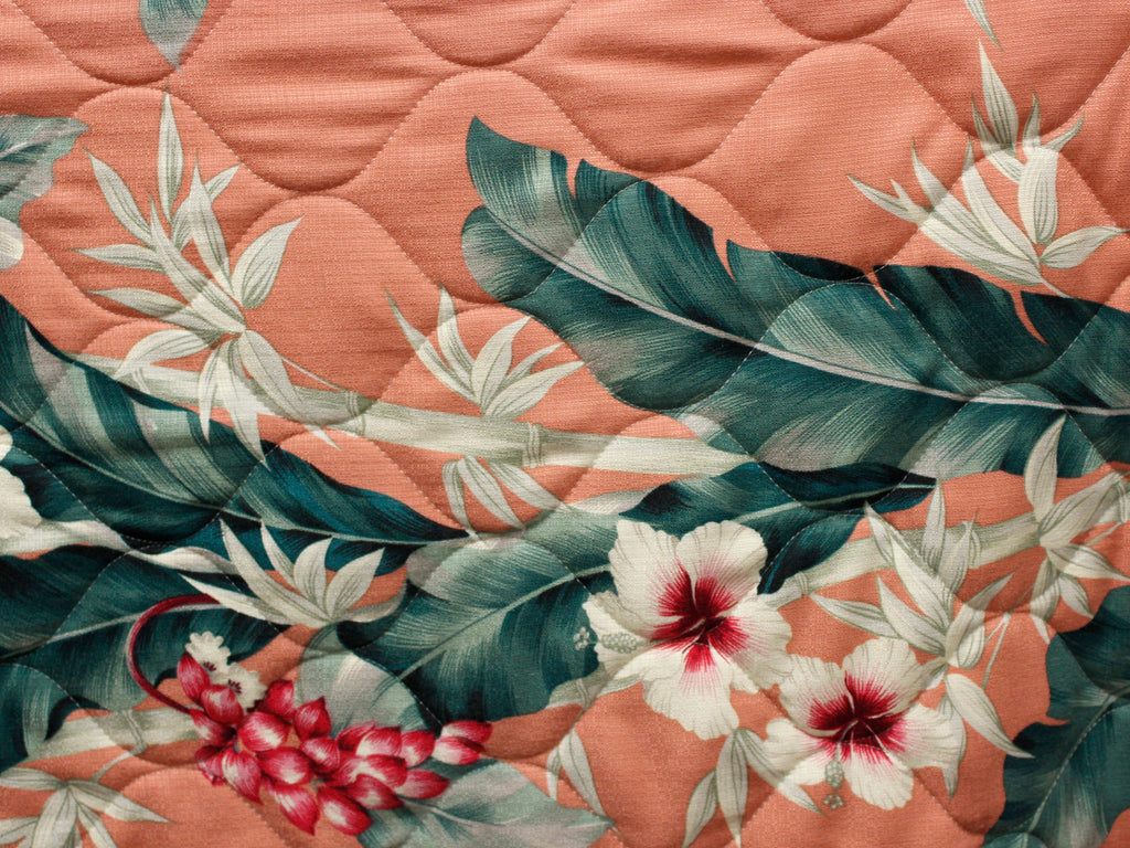Bamboo Leaves Pink - Quilted Fabric - 52" Wide - 100% Cotton - Ninth Isle, Made with Aloha