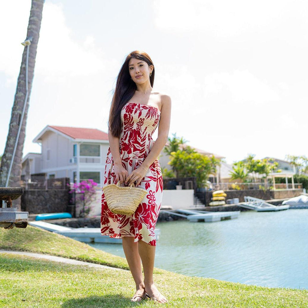 Big Hibiscus Long Tube Dress, Made in Hawaii - Ninth Isle, Made with Aloha