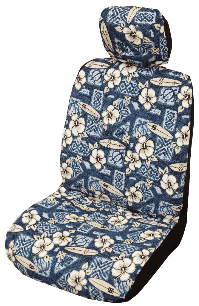 Blue Hibiscus Surf Hawaiian Separate Headrest Cover - Set of 2 - Ninth Isle, Made with Aloha
