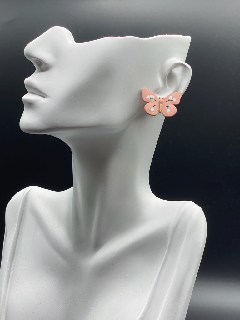 Butterflies Stud Earrings - Handmade Paint Art Butterfly Earrings - Ninth Isle, Made with Aloha