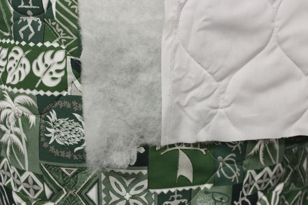 Classic Tapa Green - Quilted Fabric - 52" Wide - Polycotton - Ninth Isle, Made with Aloha