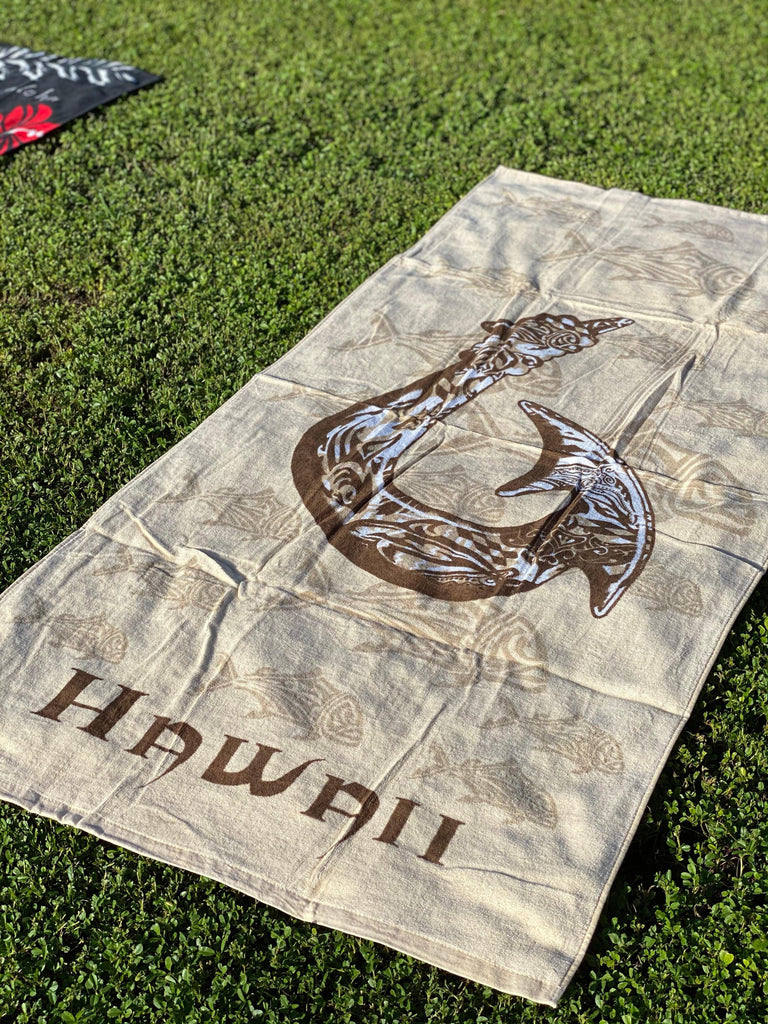 Fish Hook Hawaii Beach Towel, 2 Sizes - Ninth Isle, Made with Aloha