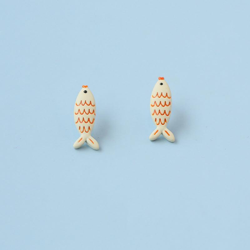 Hand Paint Koi Fish Earrings - Handmade Paint Cute Fish Earrings - Ninth Isle, Made with Aloha