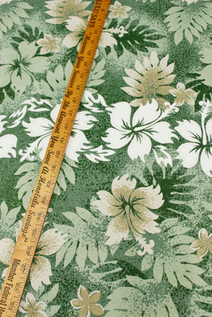 Hibiscus and Fern Green Fabric by the Yard