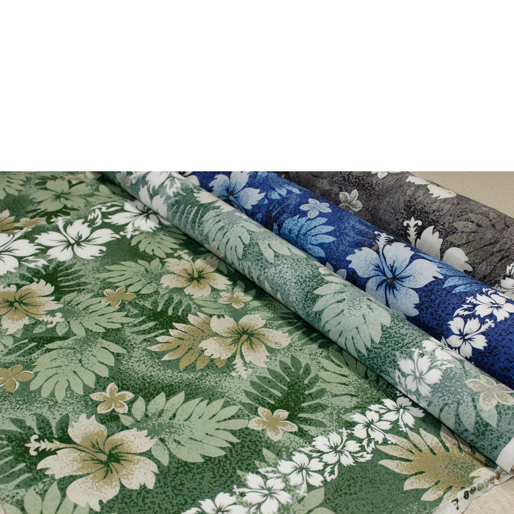 Hibiscus and Fern Rolls Fabric by the Yard
