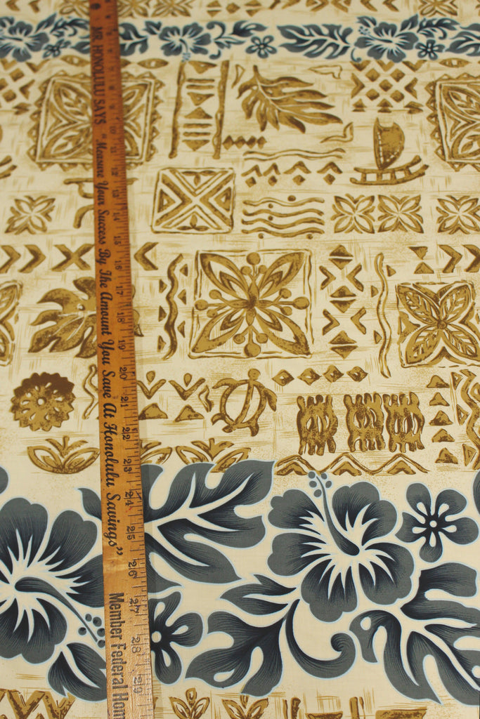 Hibiscus Band Beige Fabric by the Yard