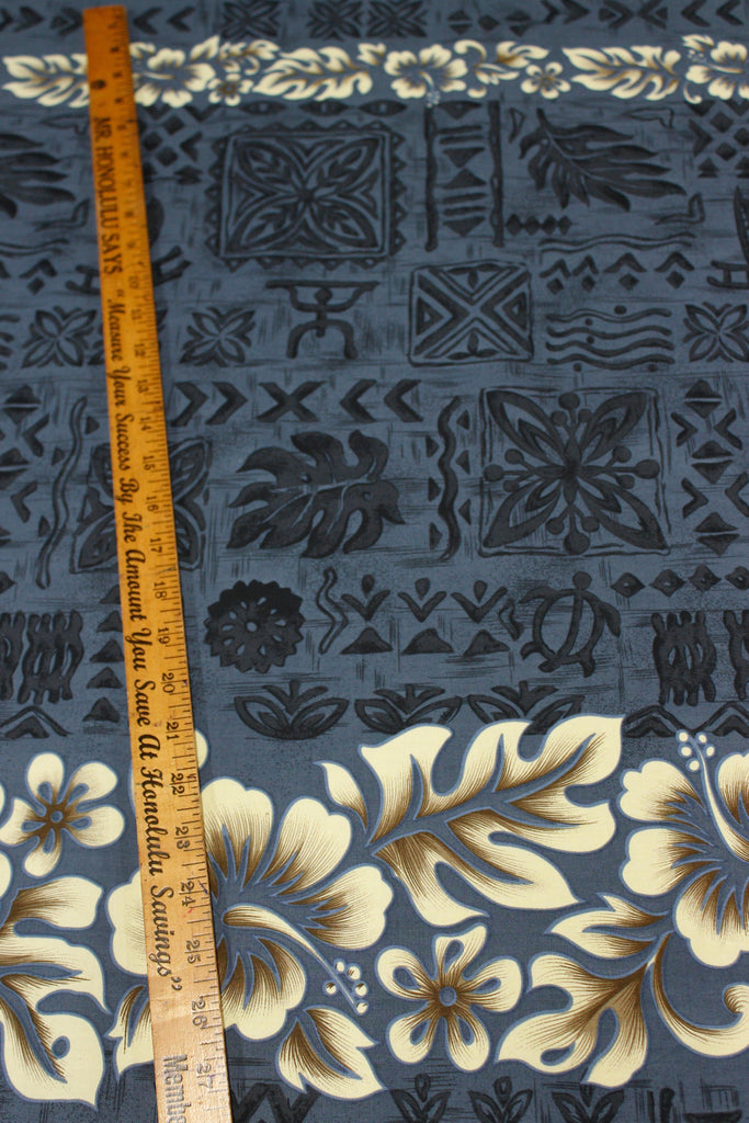Hibiscus Band Navy Fabric by the Yard