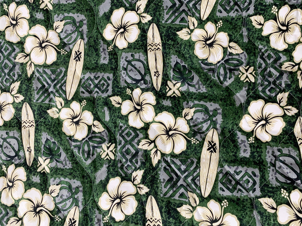 Hibiscus Surf - Quilted Fabric - 52" Wide - 100% Cotton - Ninth Isle, Made with Aloha