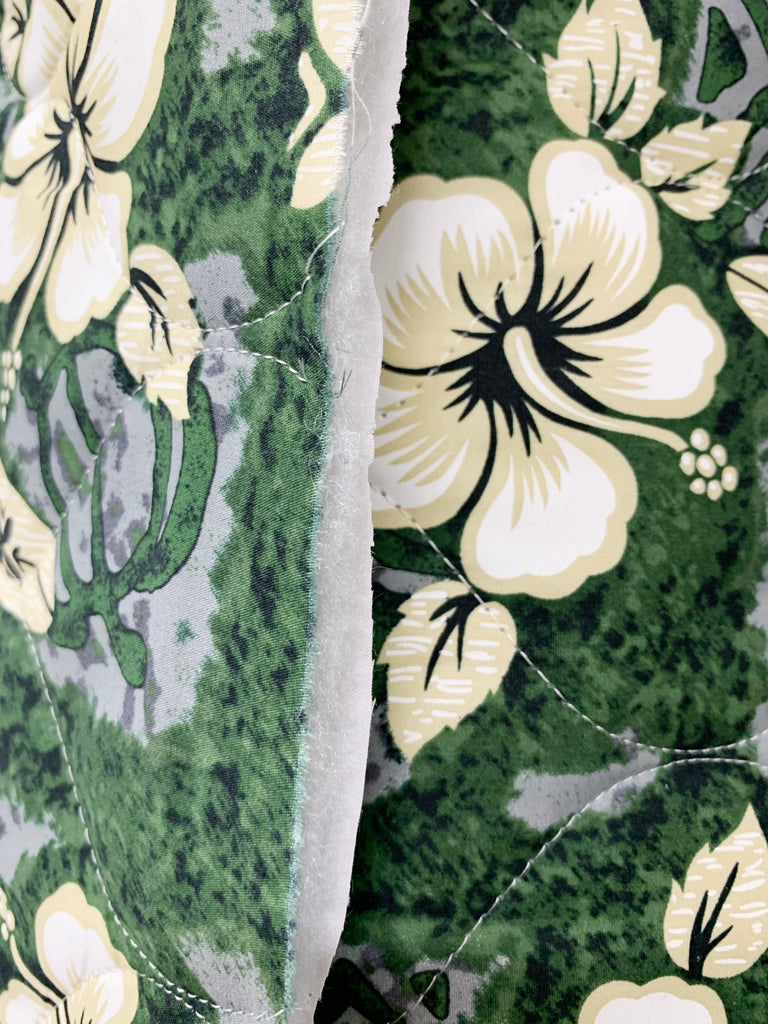 Hibiscus Surf Green Quilted Fabric