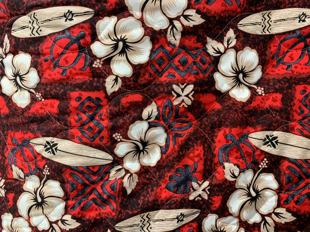 Hibiscus Surf Red Quilted Fabric