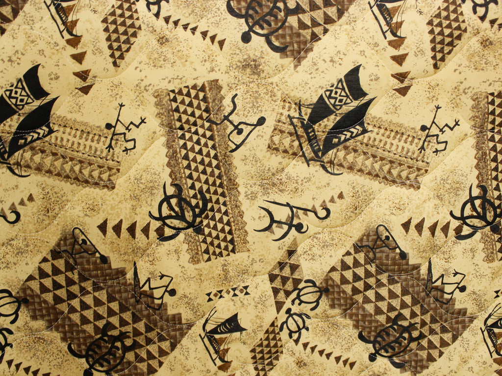 Island Tapa Brown - Quilted Fabric - 52" Wide - Polycotton - Ninth Isle, Made with Aloha