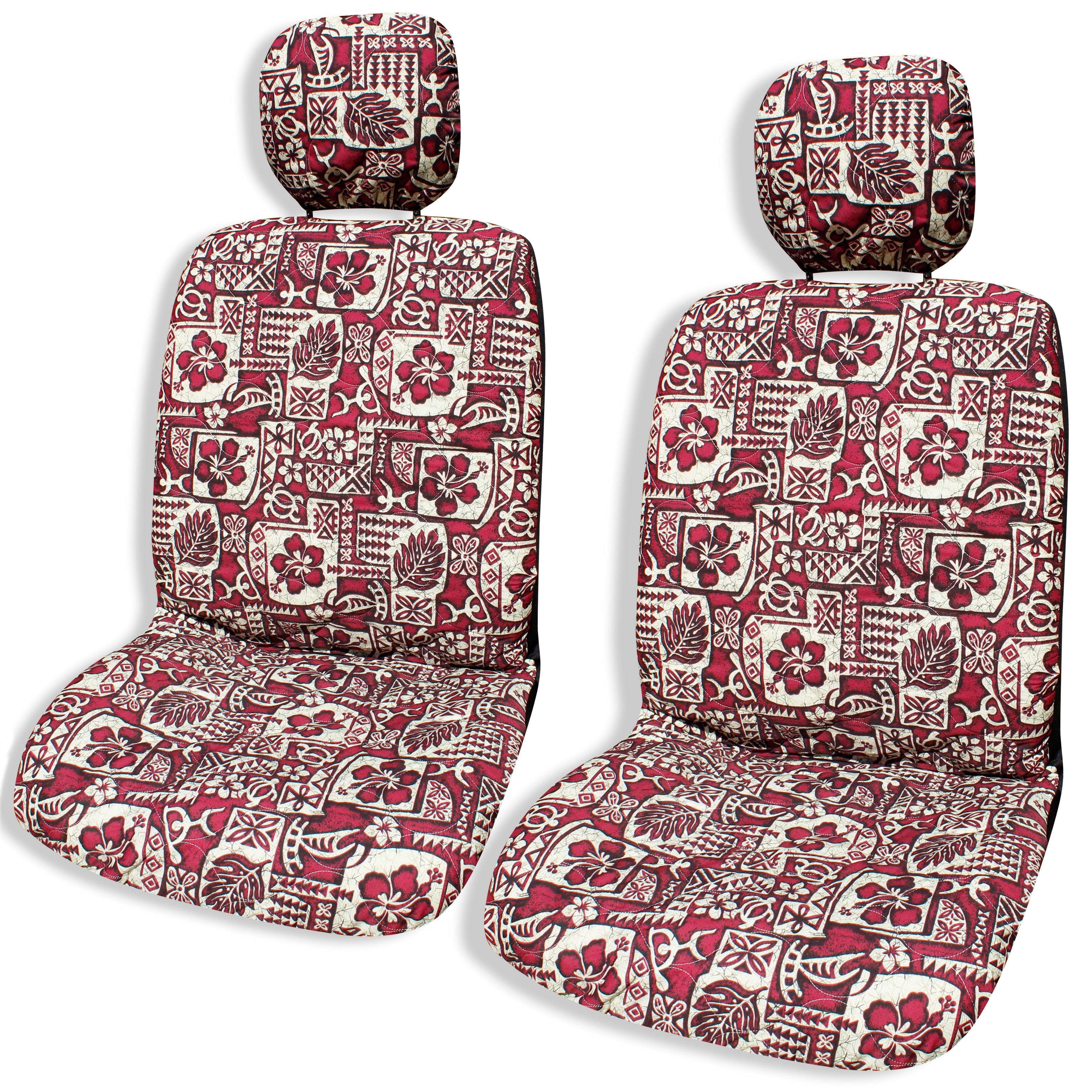 Made in Hawaii Hibiscus Tapa Gray Maroon Green Hawaiian Separate