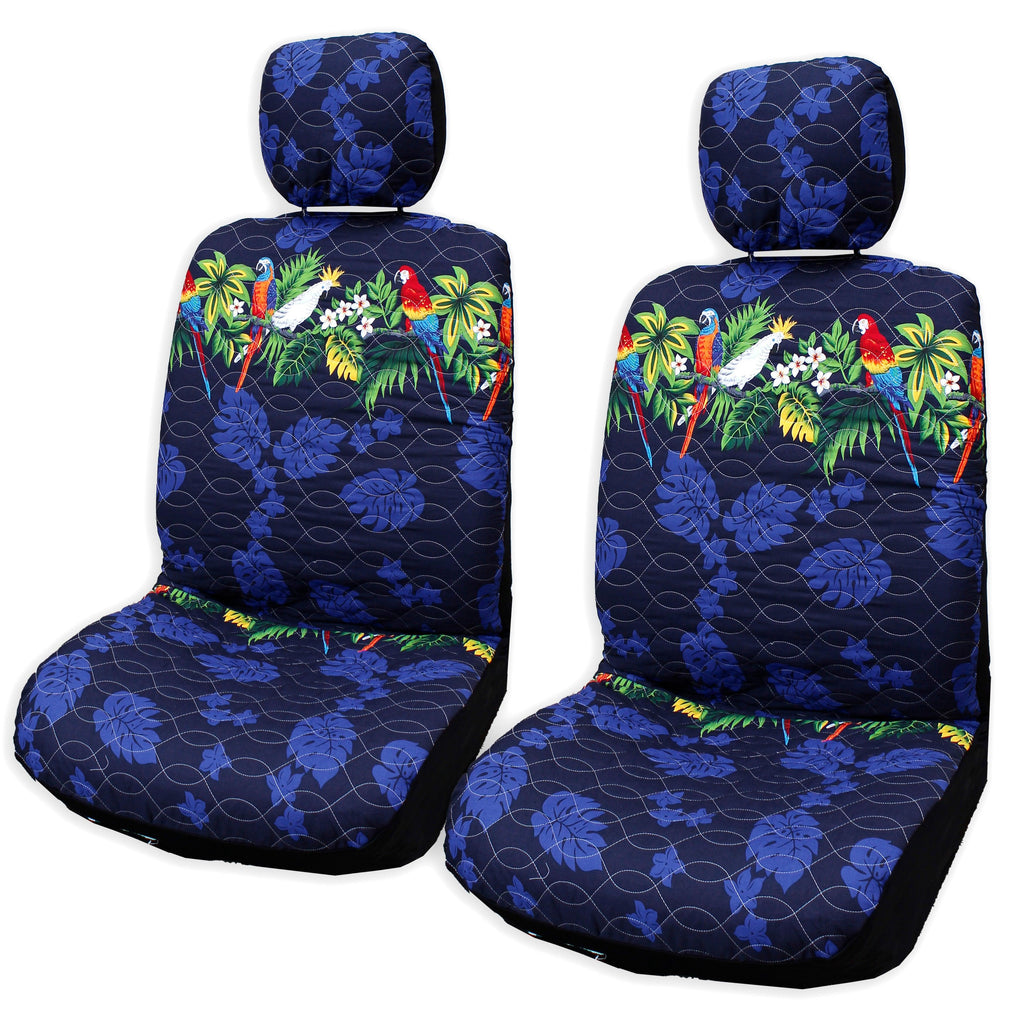 Made in Hawaii, Parrot Hawaiian Separate Headrest Cover - Set of 2 - Ninth Isle, Made with Aloha