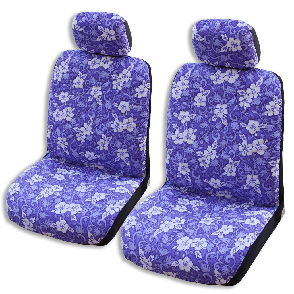 Made in Hawaii, Purple Ulu Fruit Hawaiian Separate Headrest Car Seat Cover - Set of 2 - Ninth Isle, Made with Aloha
