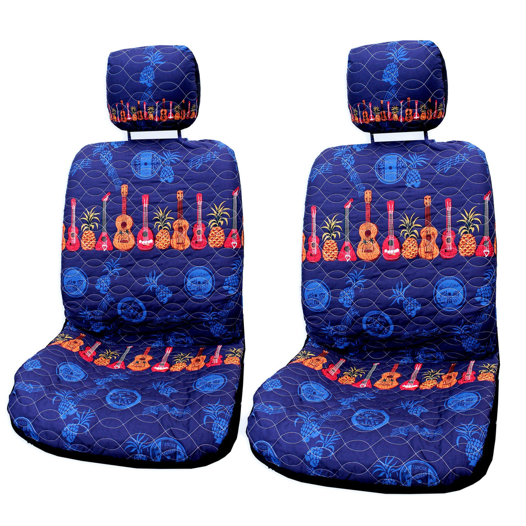 Made in Hawaii, Ukulele Hawaiian Separate Headrest Cover - Set of 2 - Ninth Isle, Made with Aloha