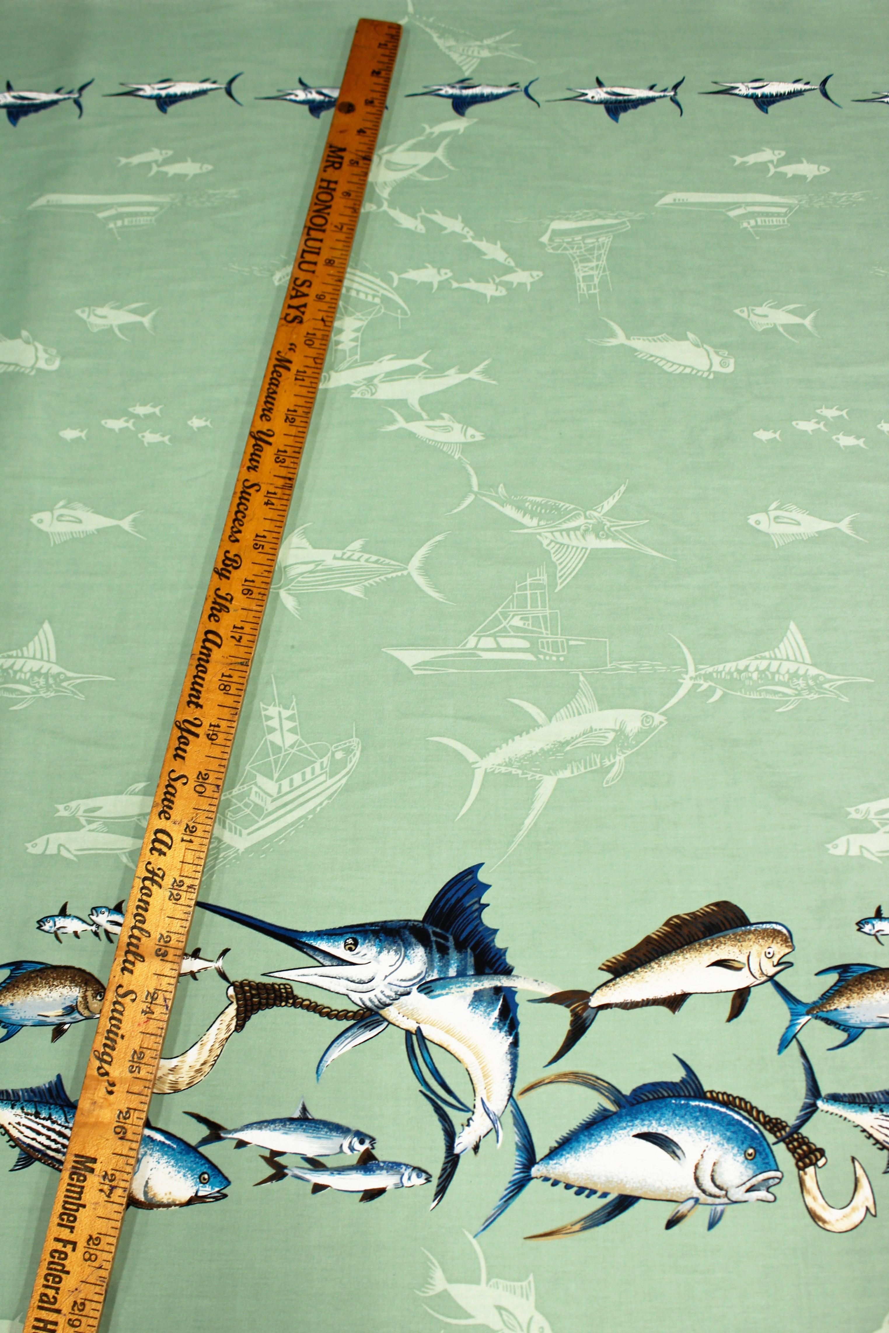 Trout On Blue Fish Activity Fabric by the yard