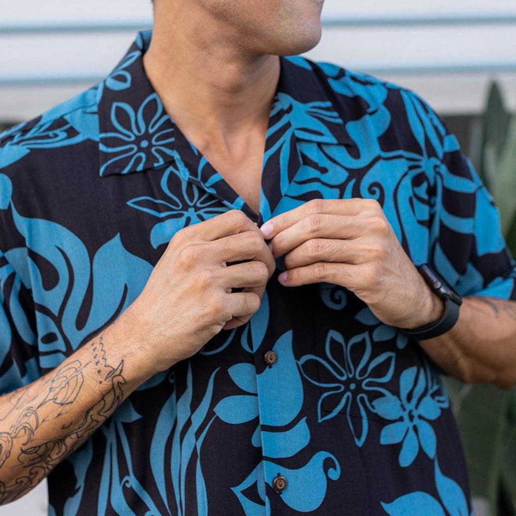 Monstera Abstract Men's Aloha Shirt, Made in Hawaii - Ninth Isle, Made with Aloha
