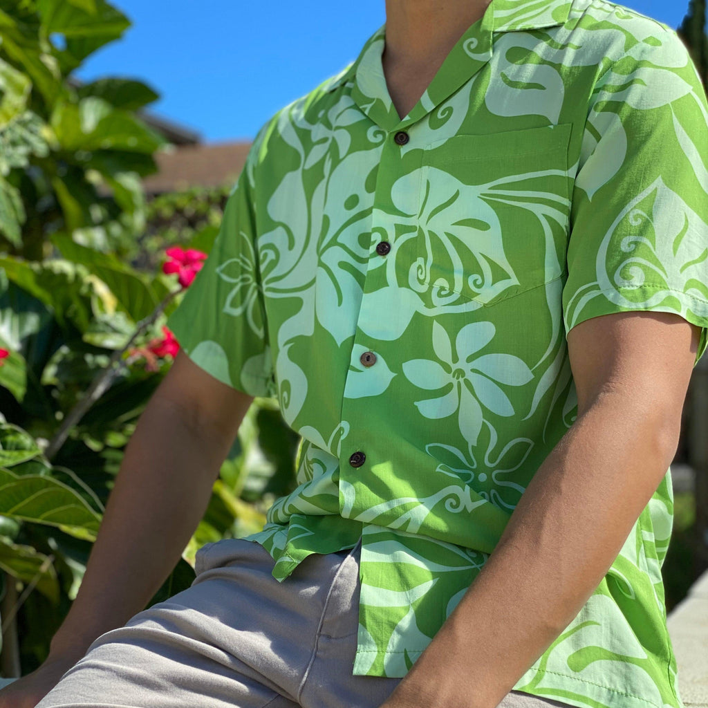 Ninth Isle Monstera Abstract Men's Aloha Shirt, Made in Hawaii