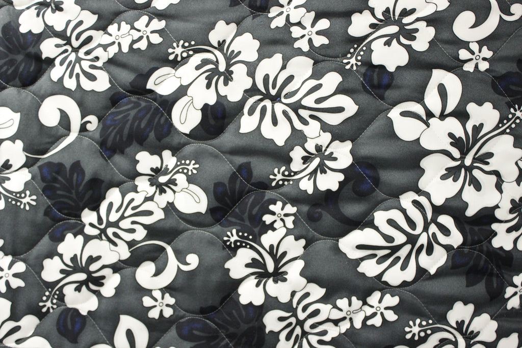 Monstera Shadow Gray Quilted Fabric by the yard