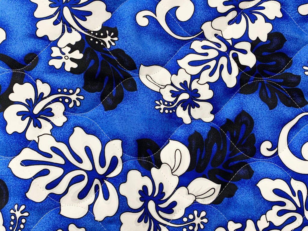 Monstera Shadow Blue Quilted Fabric by the yard