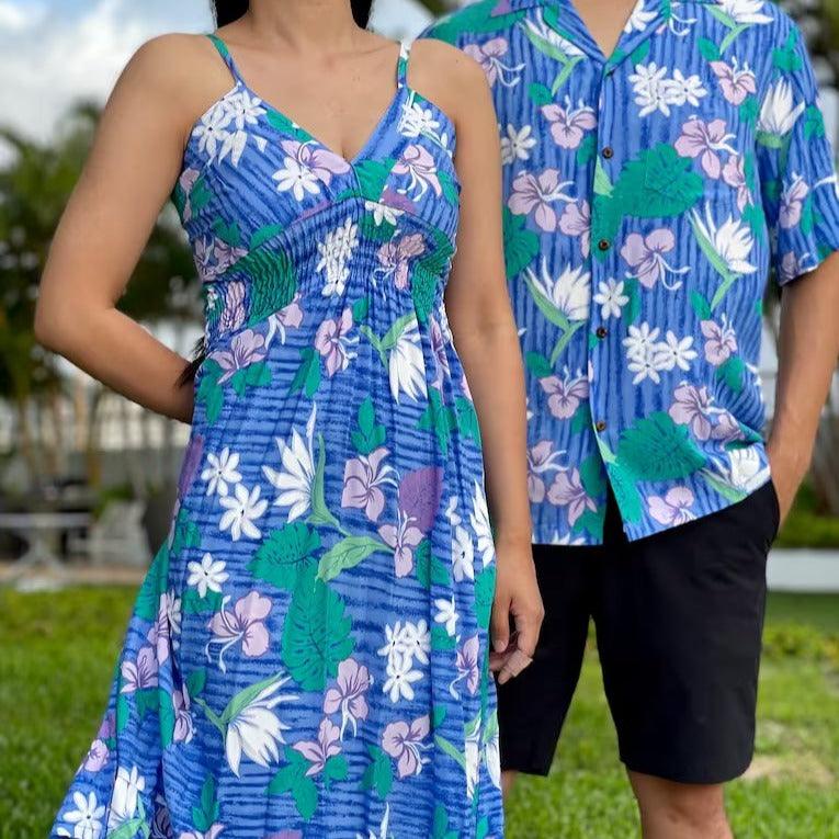 New Bird of Paradise Long V-Neck Dress, Made in Hawaii - Ninth Isle, Made with Aloha