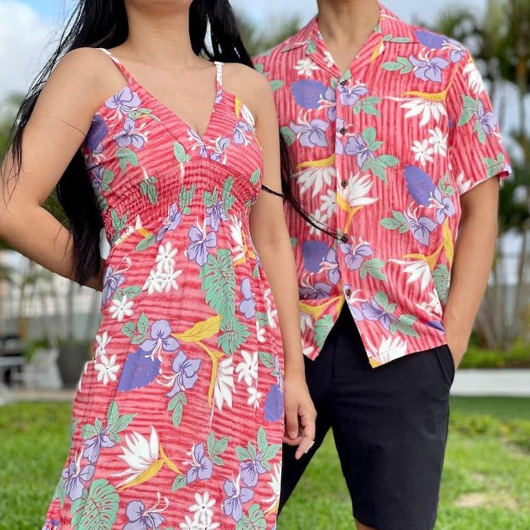 New Bird of Paradise Long V-Neck Dress, Made in Hawaii - Ninth Isle, Made with Aloha