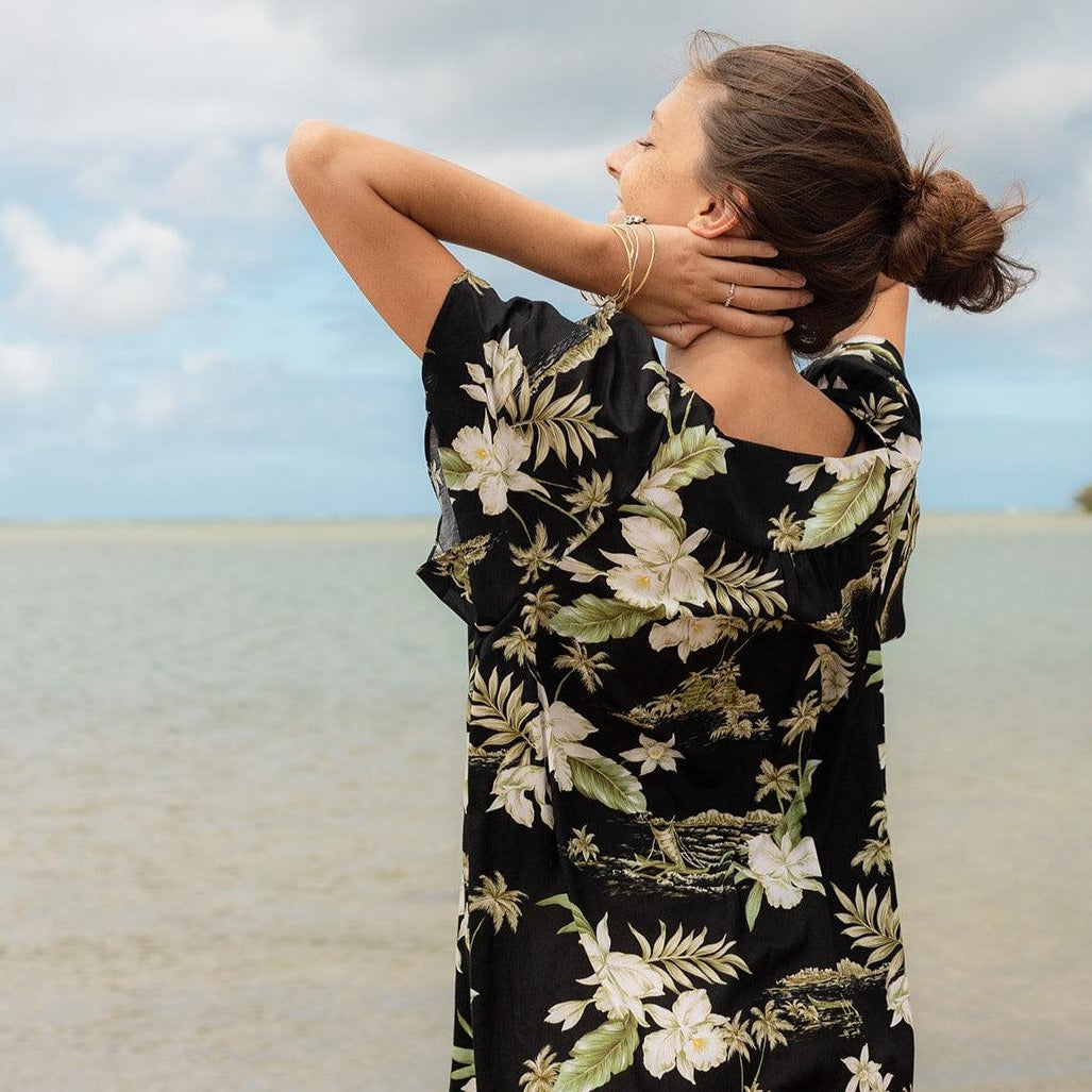short muumuu dresses Ladies MuMu Rancho Brunch of Blooms Tunic Short Dress | Jade Fashion