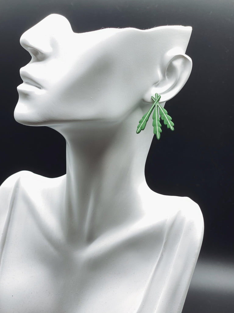 Paint Leaf Earrings - Handmade Paint Natural Earrings - Ninth Isle, Made with Aloha