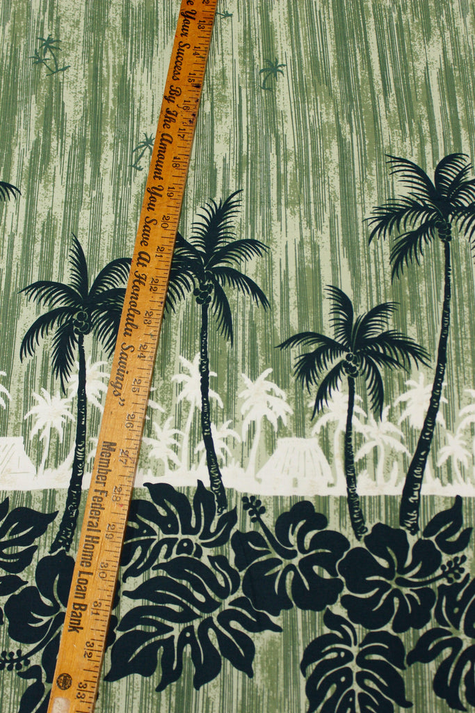 Palms Hawaiian Village Blue Fabric by the Yard