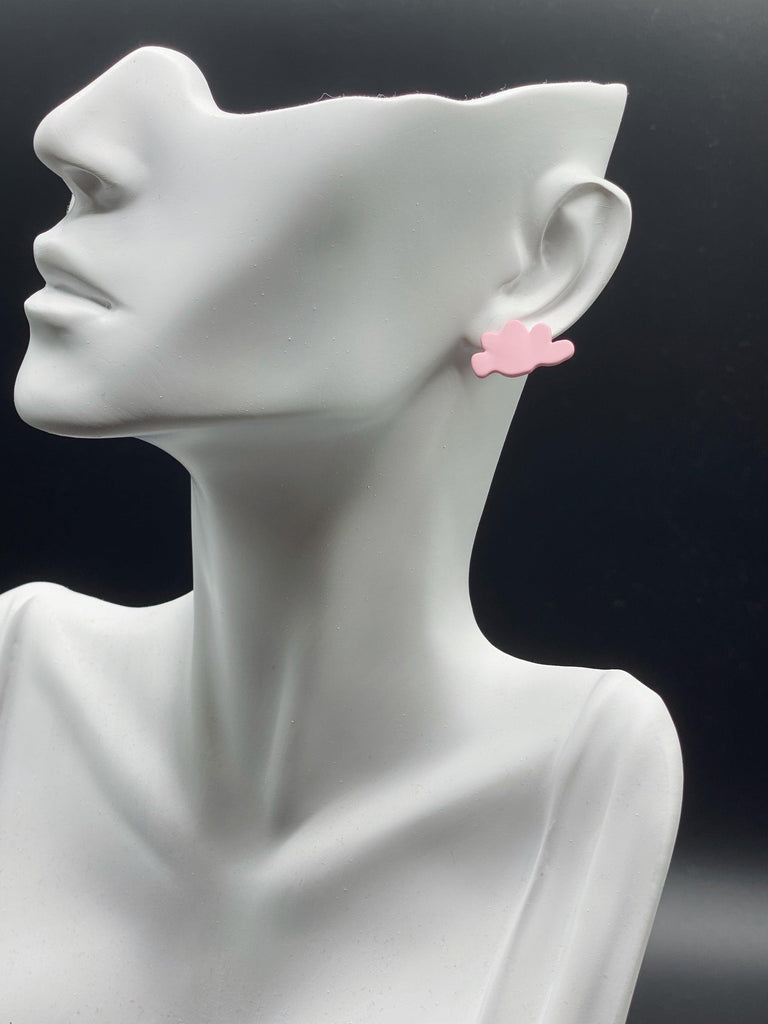 Pigeon & Cloud Stud Earrings - Handmade Paint Art Earrings - Ninth Isle, Made with Aloha