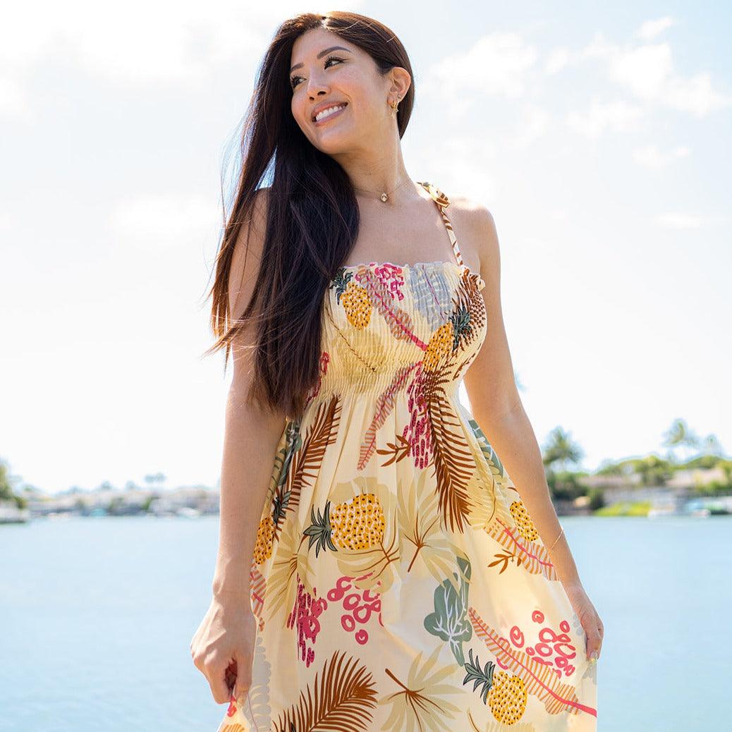 Pineapple Tube Dress, Made in Hawaii Cream / Short