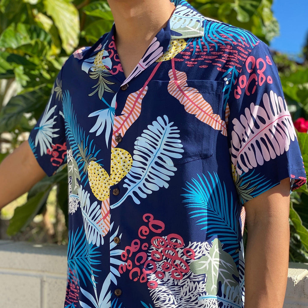 Pineapple Men's Aloha Shirt, Made in Hawaii - Ninth Isle, Made with Aloha
